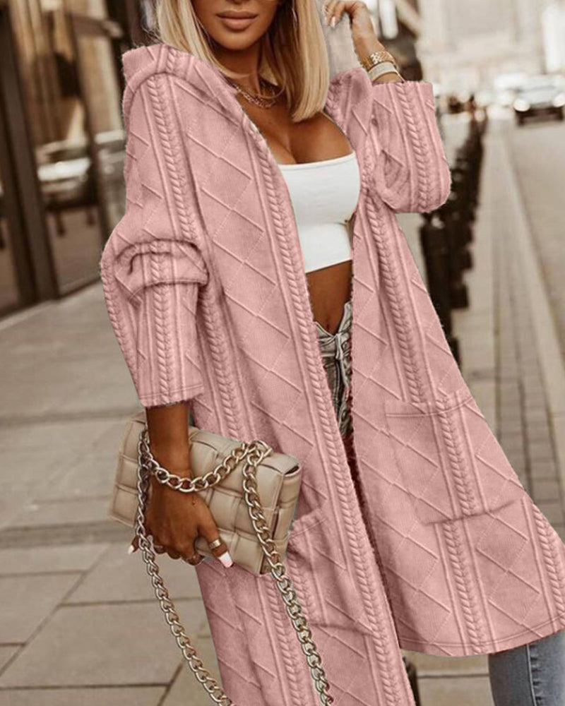 Carina | Lang Hette-Strikkejakke for Damer