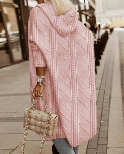 Carina | Lang Hette-Strikkejakke for Damer