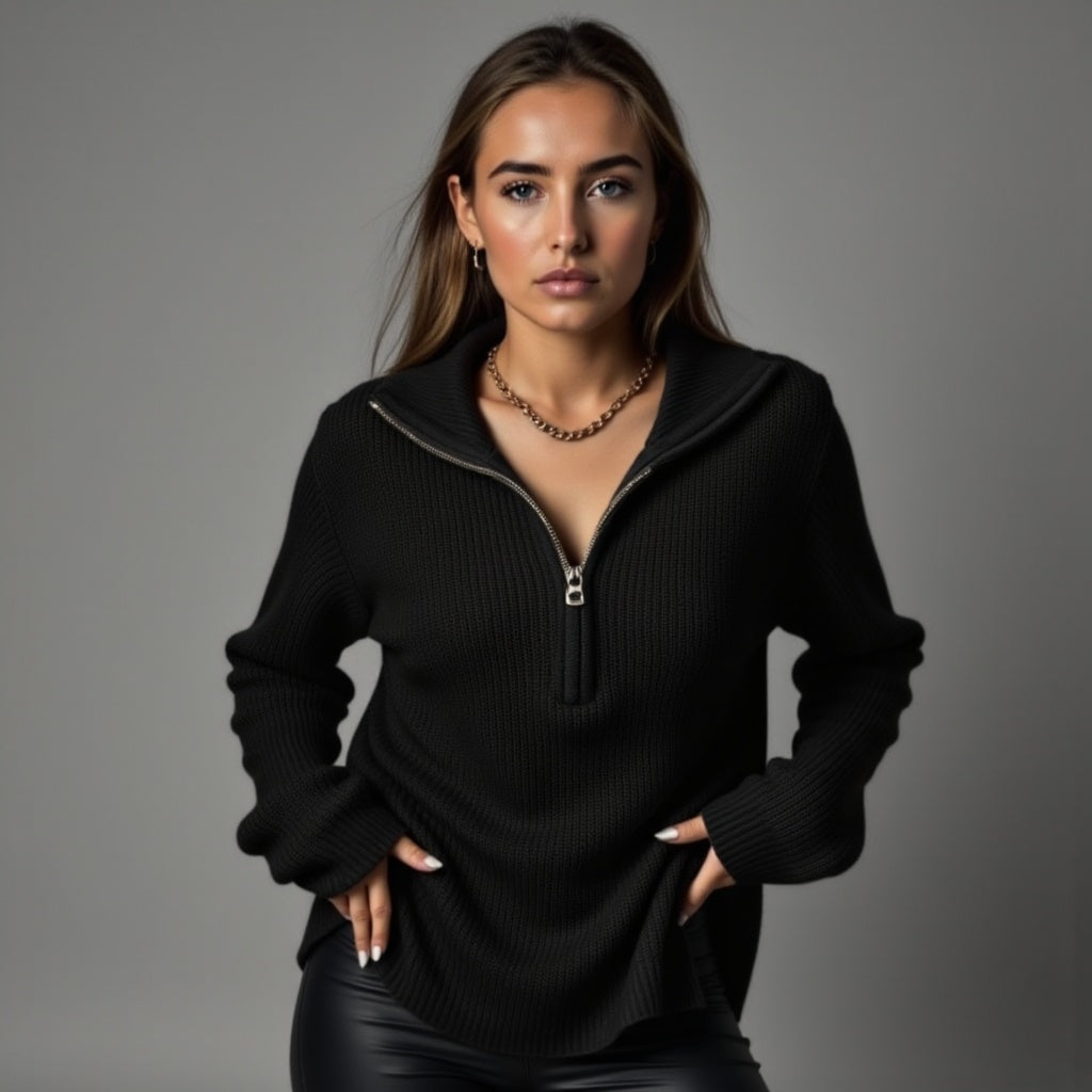 Lina | Half-Zip Strikket Genser